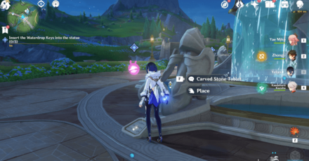 Genshin Impact - Within the Depths of Erinnyes - Insert the Waterdrop Keys into the Statues