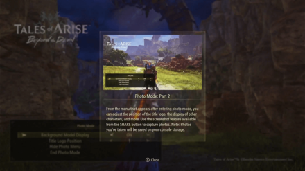 Tales of Arise - Photo Mode Screen
