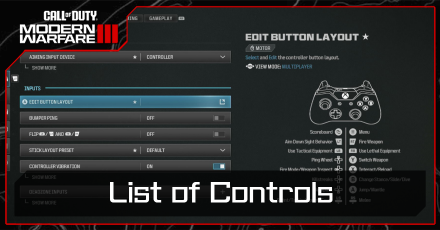 CoD MW3 - List of Controls