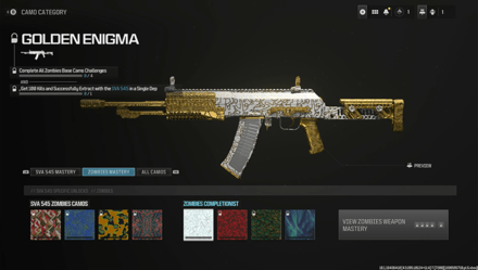 Modern Warfare 3 - Golden Enigma Camo Menu