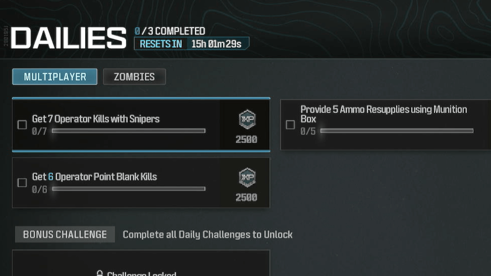 MW3 Daily Challenges Not Working