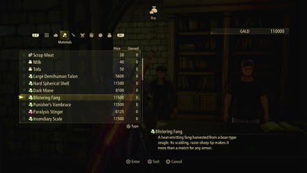 Tales of Arise Beyond the Dawn - Purchase Blistering Fang in Shops