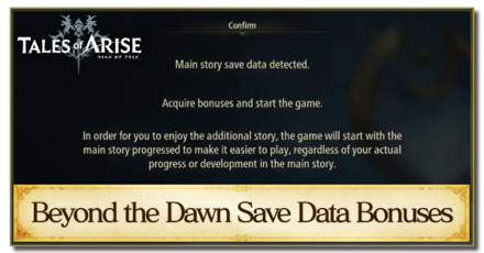 Tales of Arise Beyond the Dawn DLC - All Beyond the Dawn Save Data Bonuses
