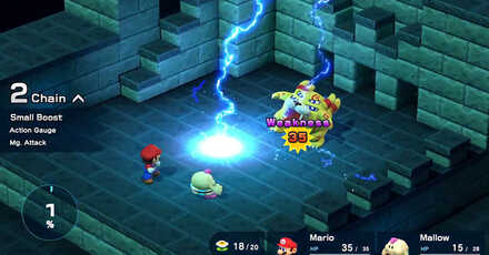 Super Mario RPG Remake - Attack Belome with Thunderbolt