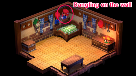 Super Mario RPG - Mario dangling on the wall