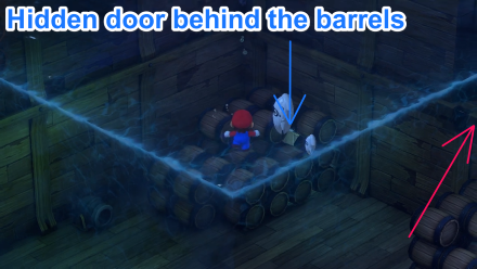 Super Mario RPG Remake - Hidden Door Behind the Barrels