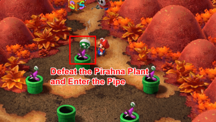 Super Mario RPG Remake - Defeat the Pirahna Plant and Enter the Pipe