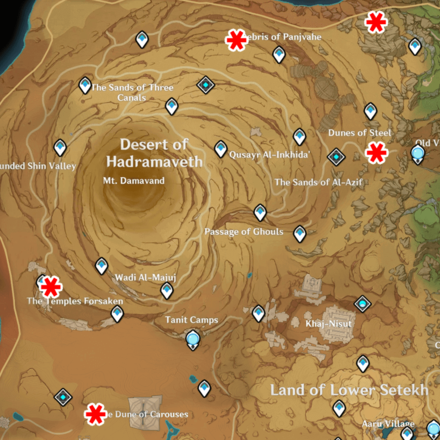 Genshin Impact Consecrated Red Vulture Hadramaveth Locations