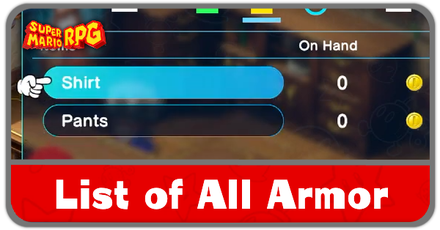 Super Mario RPG Remake - List of All Armor