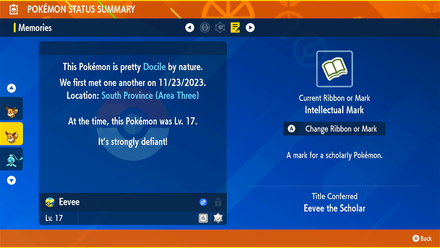 Pokemon Scarlet and Violet SV - Eevee with a Mark