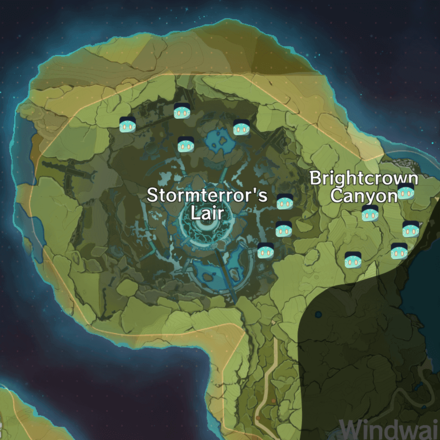 Genshin Impact - Mondstadt - Brightcrown Mountains Map