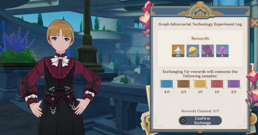 Genshin - Experiment Log Event - Talk to Lepine-Pauline for Rewards