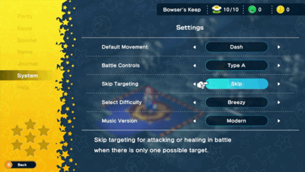 Super Mario RPG Remake - Settings