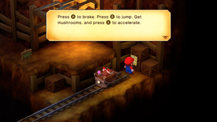 Super Mario RPG - Moleville Mines minecart minigame controls