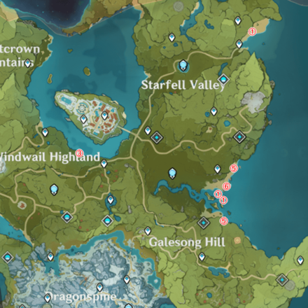 Genshin - Ocean Crab Locations Mondstadt