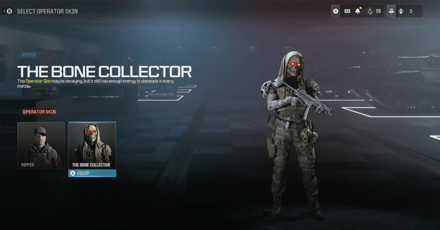 Modern Warfare 3 - The Bone Collector Skin Equip Screen