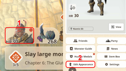 MH Now - Access the Edit Appearance Menu from the Hunter