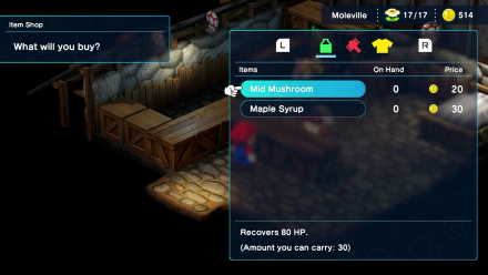 Super Mario RPG - Sell Mushrooms From Moleville Item Shop