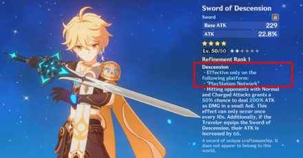 Genshin Impact - Sword of Descension Weapon Guide - Only Available on PlayStation Network