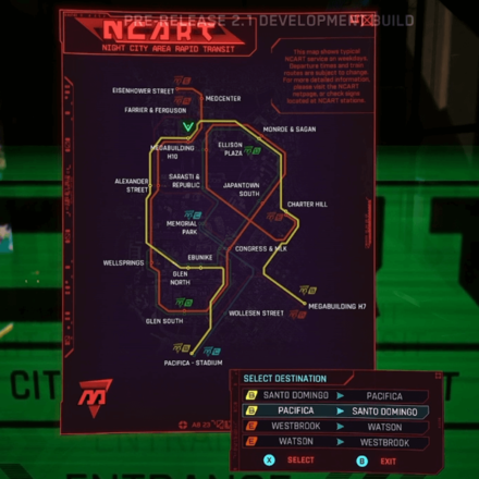 Cyberpunk 2077 - Metro System Map