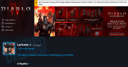 Diablo 4  - Paragon Glyph Level Bug