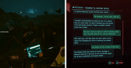 Cyberpunk 2077 - Get in the Car and Text Muamar About Recovering It