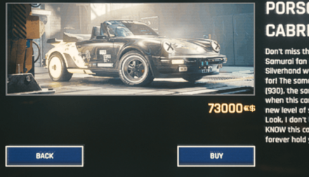 Cyberpunk 2077 - Buy Porsche Cabriolet in the Autofixer Netpage
