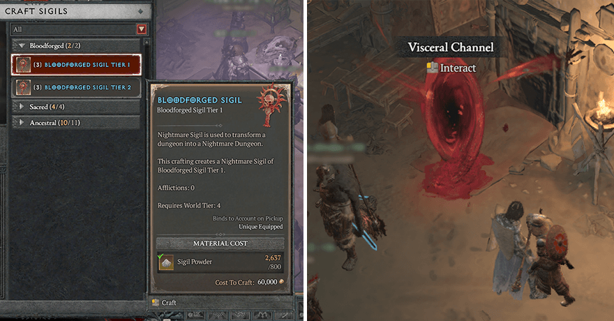 Diablo 4 - Bloodforged Sigils and AoZ Portal