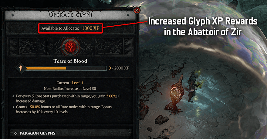 Diablo 4 - Abattoir of Zir Glyph XP