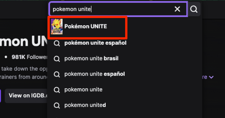 Pokemon UNITE - Look for Streams in Pokemon UNITE