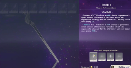 Genshin Impact - QoL Updates - Weapon Enhancement Screen Optimization