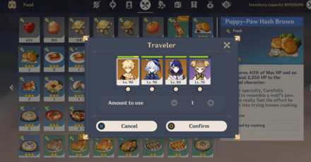Genshin - How to Use Food Items