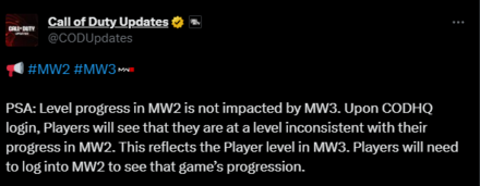 Modern Warfare 3 - Levels and Ranks Notice