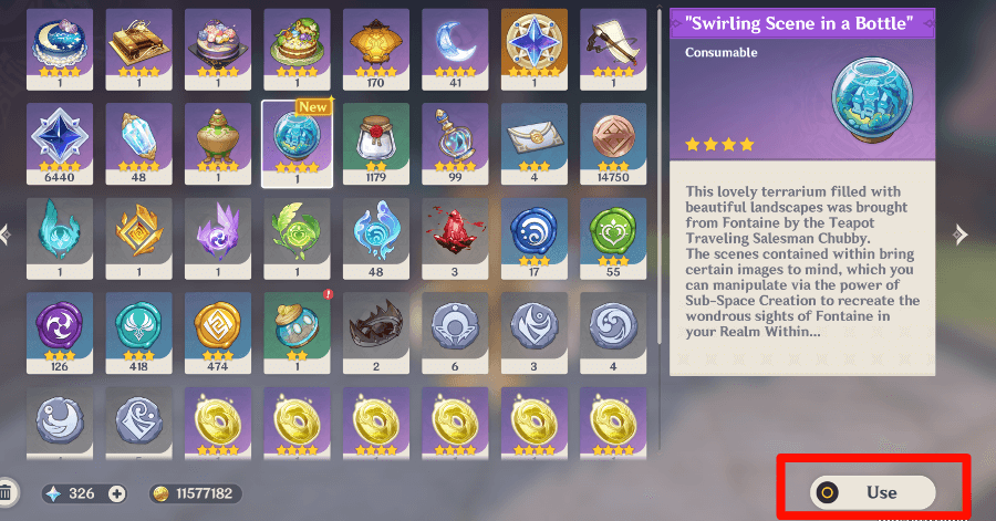 Genshin - Swirling Scene in a Bottle - How to Use