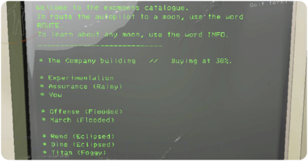 Lethal Company - Ship Terminal List of Moons