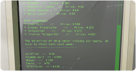 Lethal Company - Ship Terminal Items Menu