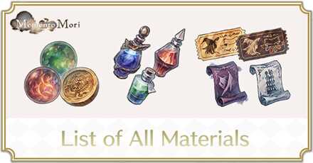 List of All Materials - MementoMori