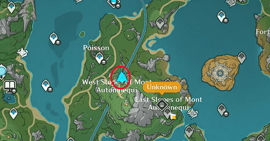 Genshin - The Lone Isle Glimpsed Through Fog - Head to the West Slopes of Mont Automnequi.