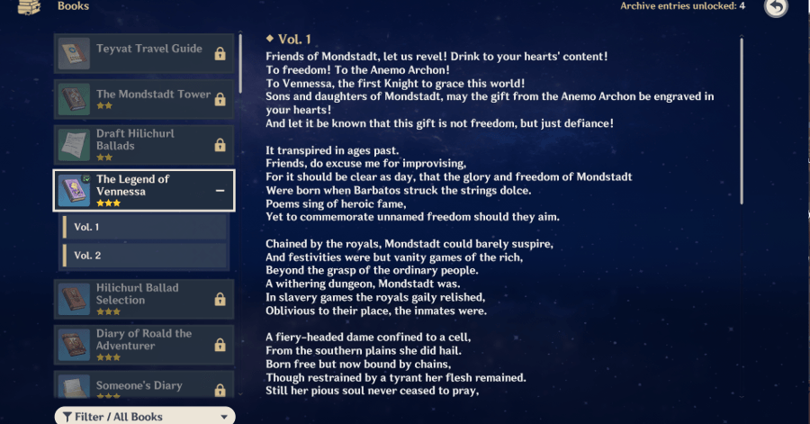 Genshin - The Legend of Vennessa Archive