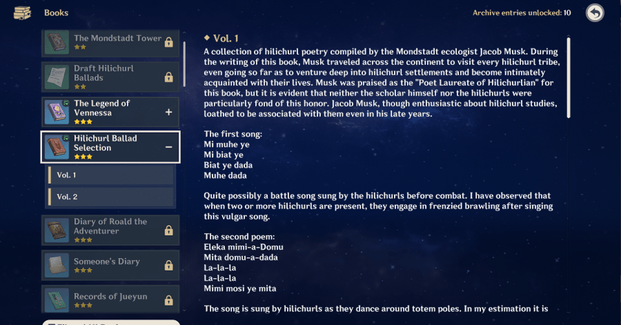 Genshin - Hilichurl Ballad Selection Archive