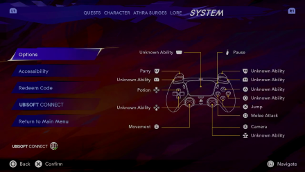 System Menu - Prince of Persia: The Lost Crown