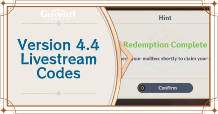 Genshin Impact - 4.4 Livestream Codes List and Rewards