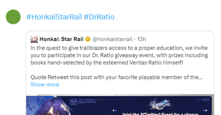 Honkai Star Rail - Insert the Required Hashtags in the Dr Ratio Giveaway