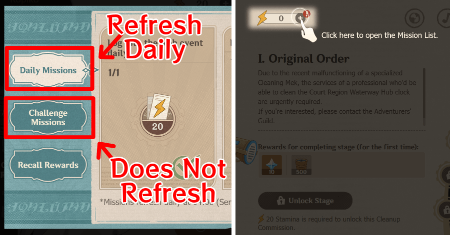 Genshin - Cleaning Machine - Get Stamina from Missions