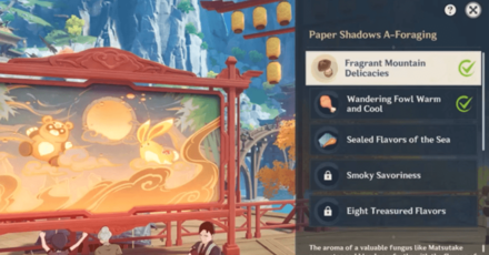 Genshin Impact - Paper Shadows A-Foraging Menu