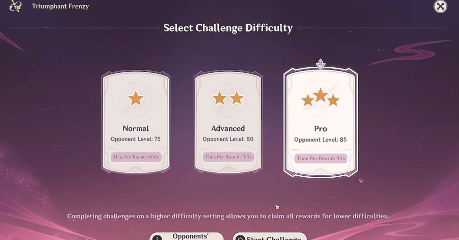 Genshin Impact - Triumphant Frenzy Event - Select Difficulty