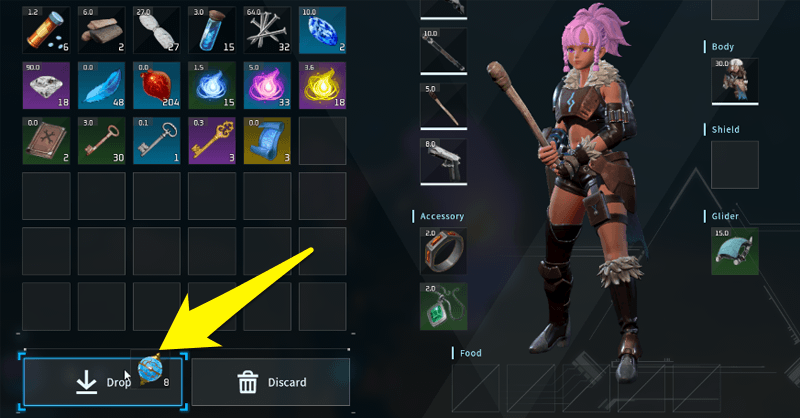 Palworld - Drag Item to Drop Button