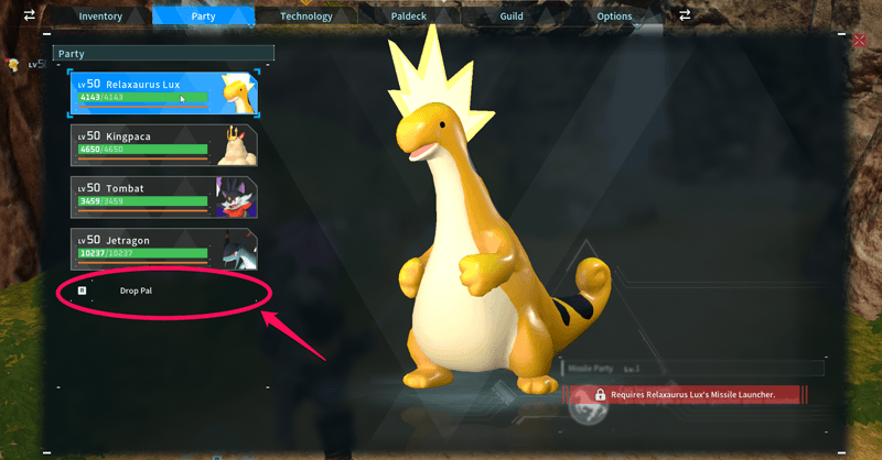 Palworld - Press R in Party Tab