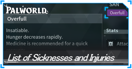 Palworld - List of Sicknesses and Injuries