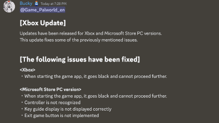 Palworld - Latest Patch Notes Update and Bug Fixes
